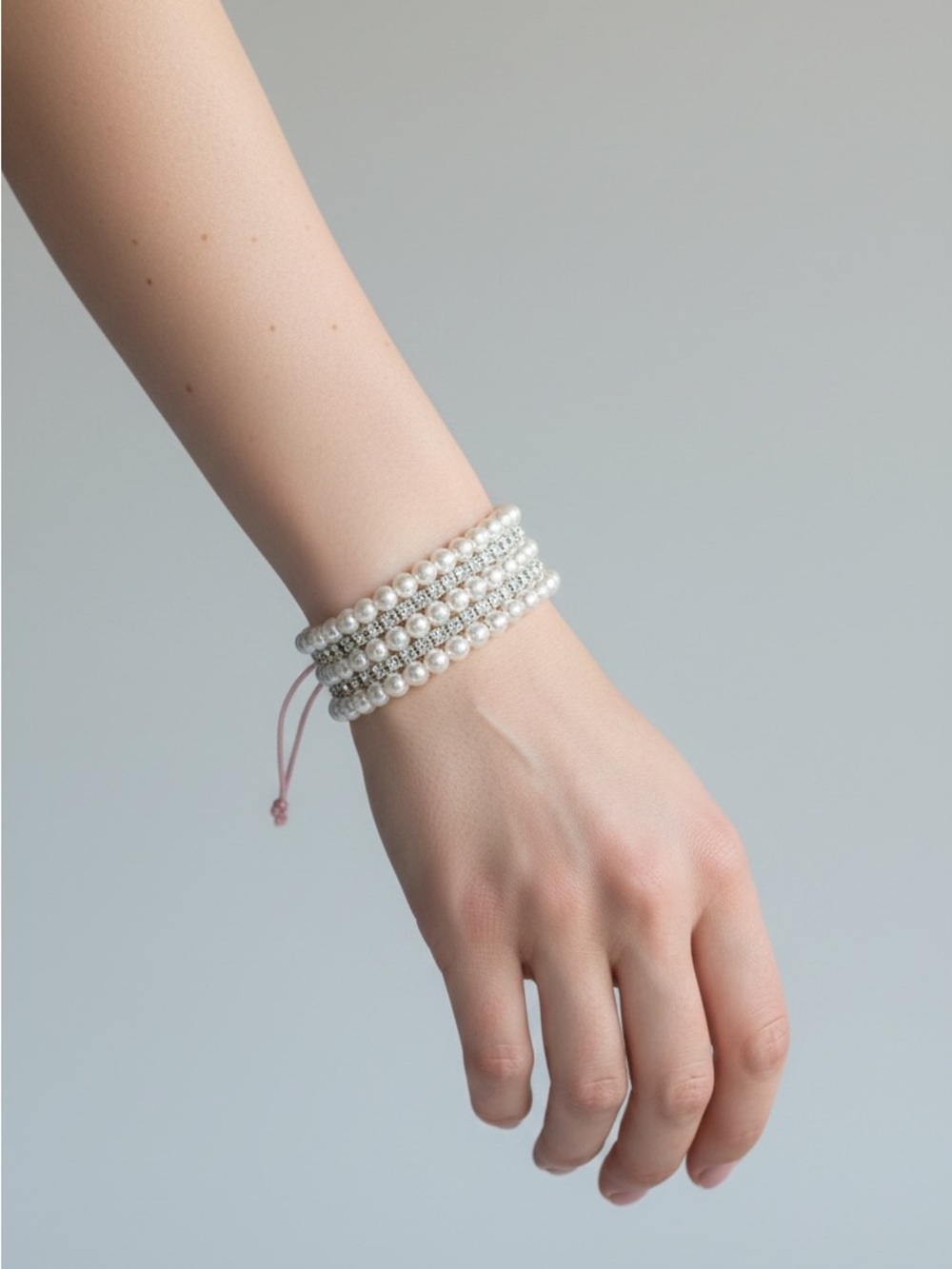 9/17 Pearl & Crystal Wrap Bracelet - White